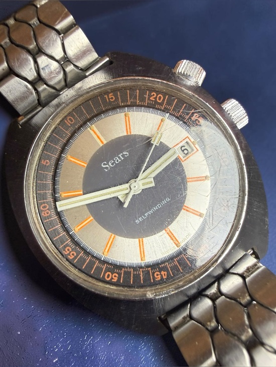 Sears Other - Rare Vintage Sears 16099/12 Swiss Automatic Skin Diver Dual Crown Original Brace